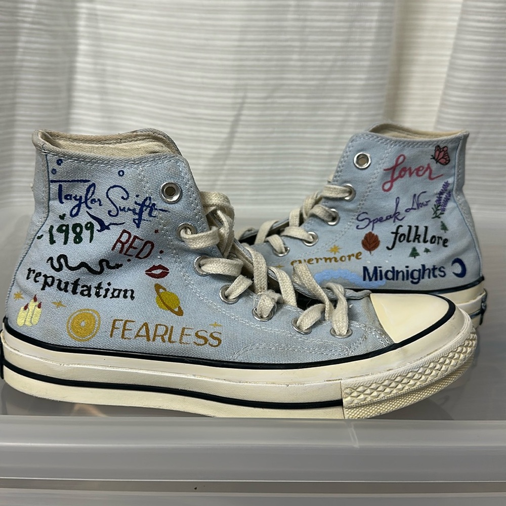 Converse Taylor Swift High Top Custom Painted Sneakers